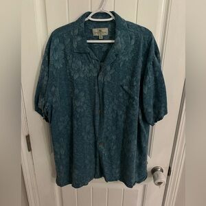 Island shores washable silk button down short sleeve shirt